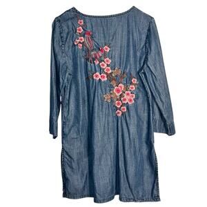 Soft Surroundings Embroidered Chambray Dress/Tunic Size XS